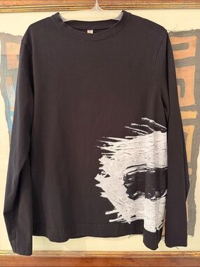 Black Long Sleeve Graphic Tee by Italian Designer